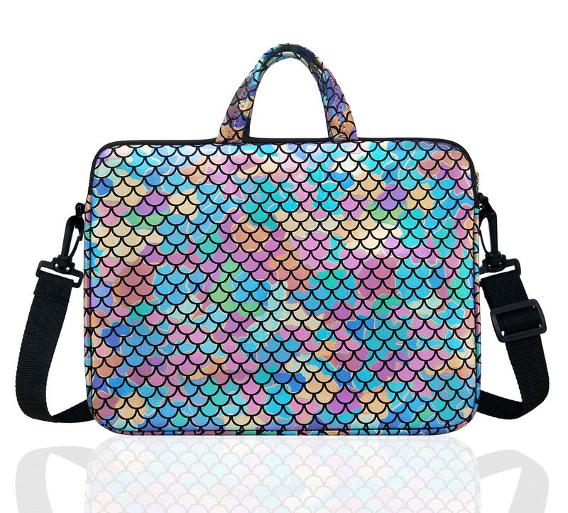 Youda 15.6-Inch Laptop Shoulder Carrying Bag Case Sleeve for 14" 15" 15.6 inch MacBook/Notebook/Ultrabook/Chromebook, Mermaid Scale (Colorful) - Image 1